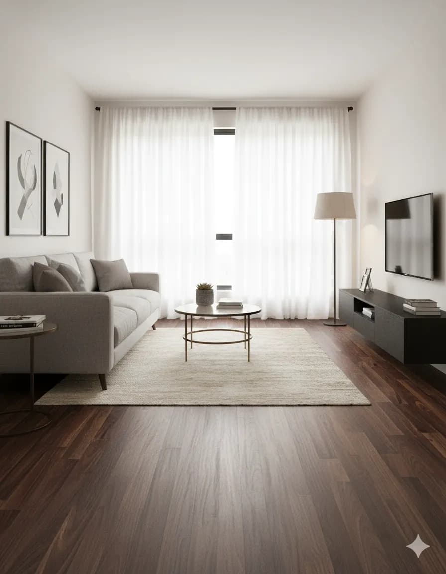 8mm AC-3 Walnut Plank-MT Shade Living Room Flooring