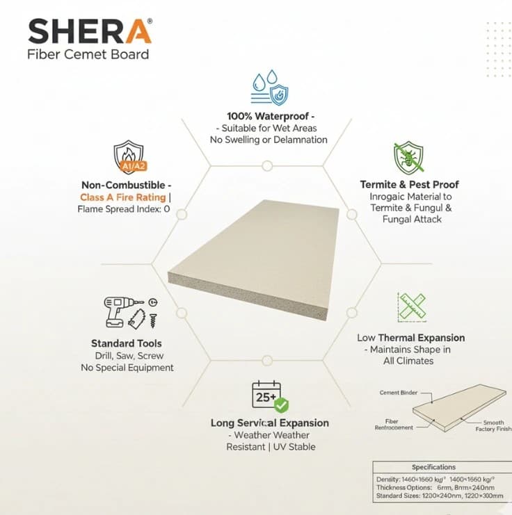 Shera NEU Fibre Cement Board Infographic