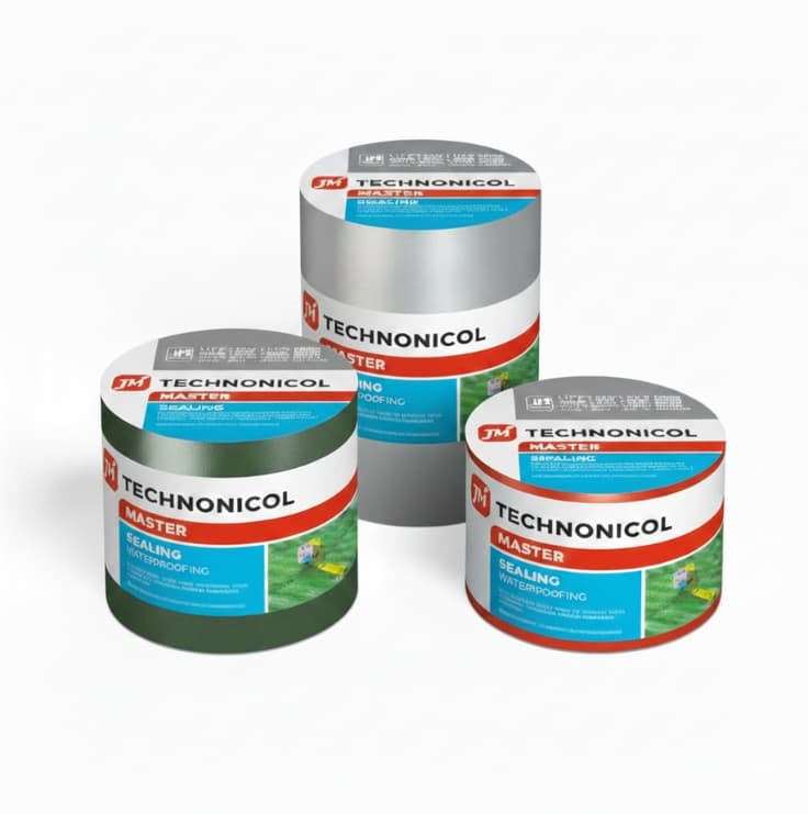 10 m x 5 cm Technonicol Nicoband Self-Adhesive Sealant Tape - Silver Color - 6 pcs 