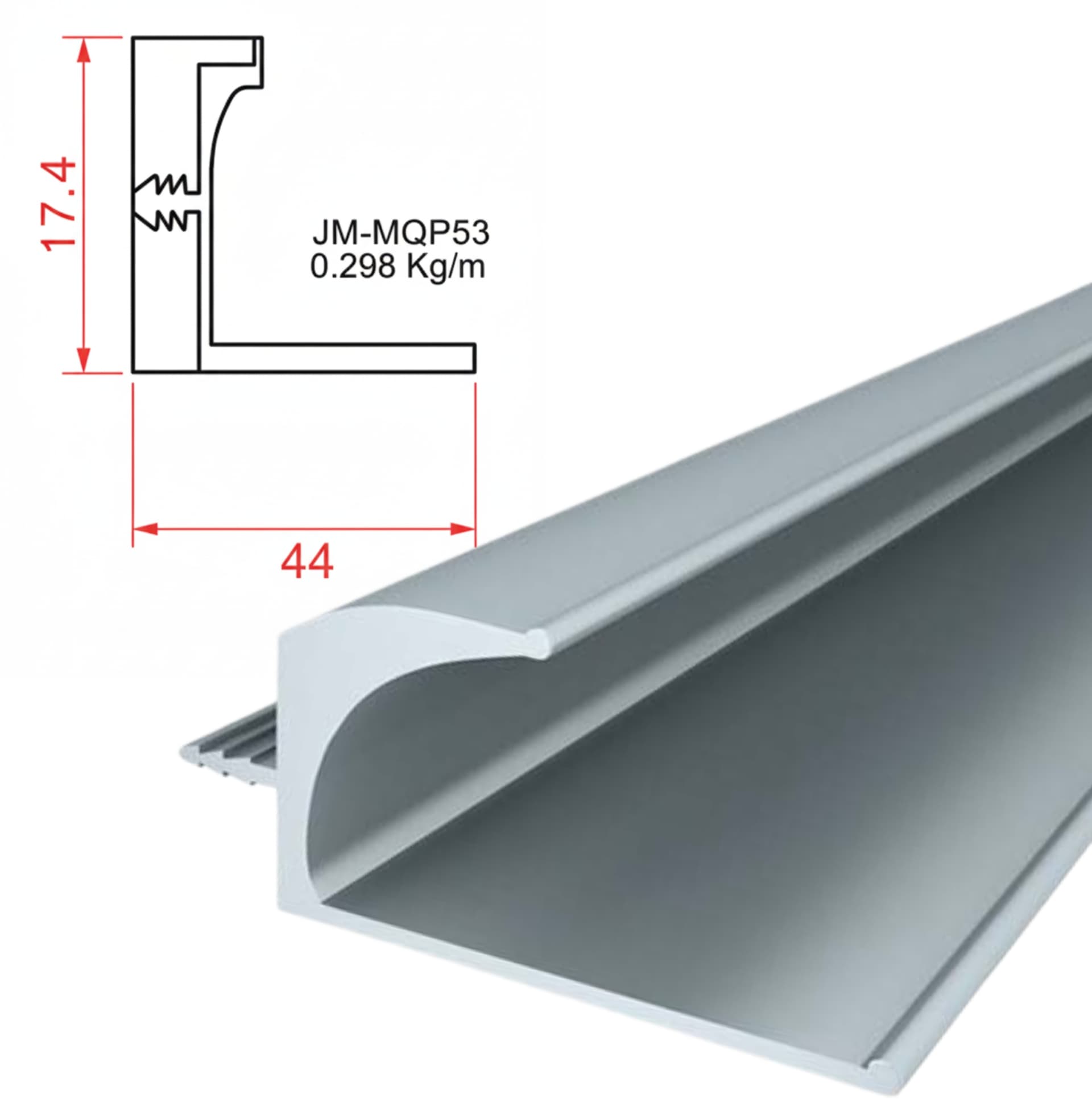 Aluminium Edge J Profile Handle - Aluminium Color